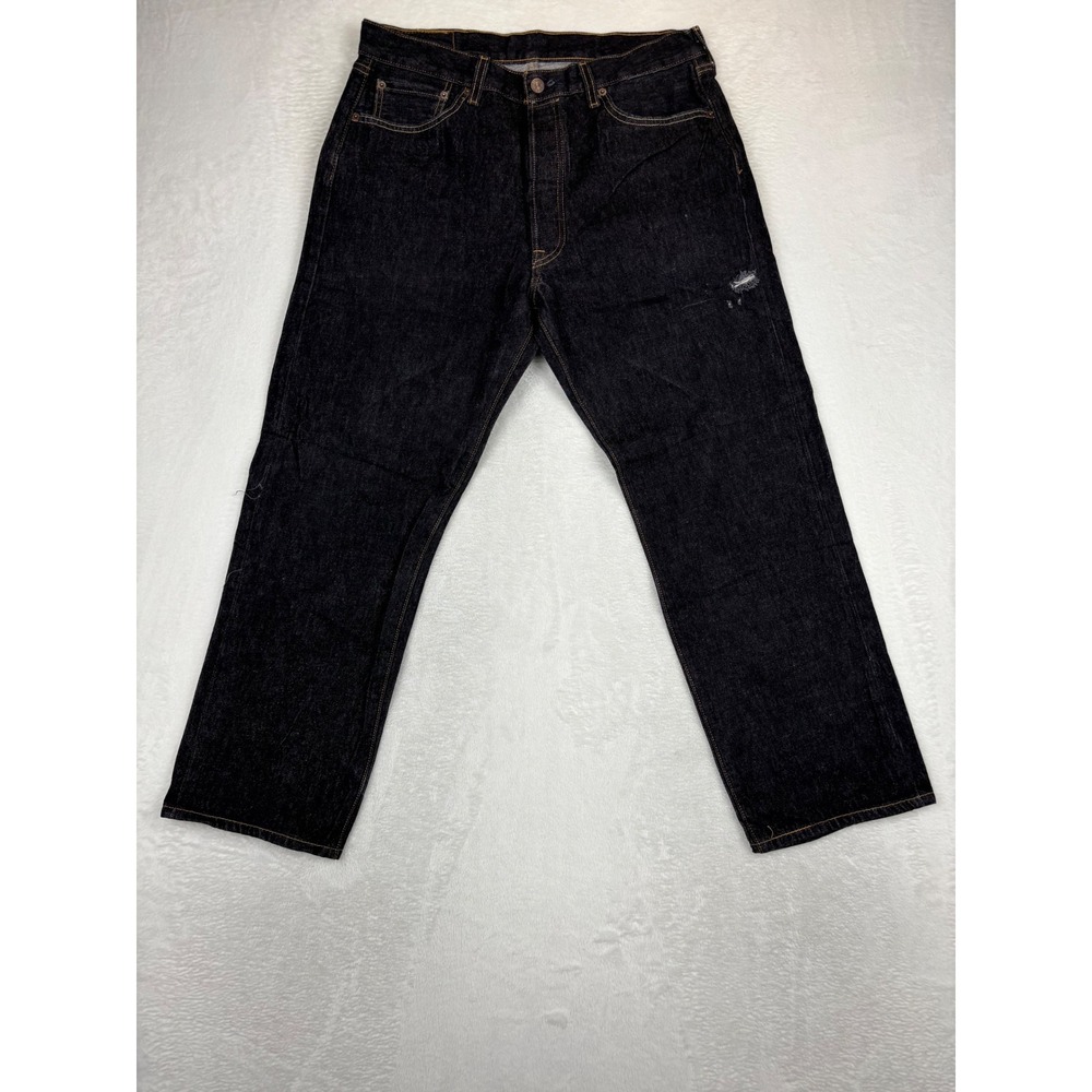 Levis 501 36x30 Mens Jeans Dark Fuzzy Black Faded Denim Distressed 
Vintage Look